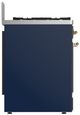 Ilve® Majestic III 30" Midnight Blue Pro Style Dual Fuel Natural Gas Range with Solid Door and Brass Trim-4
