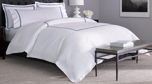 Sleeptone® Hotel Luxury 6-Piece Navy/White Long Staple Cotton Queen Sheet Set-0