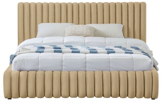Meridian Furniture Nico Camel Velvet King Upholstered Panel Bed-1