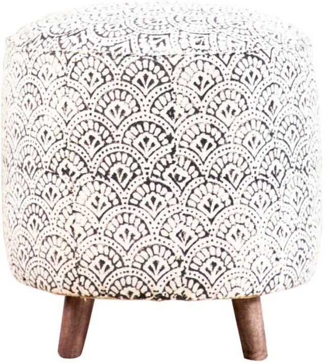 Coaster® Cream and Black Round Upholstered Accent Stool-0