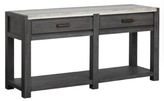 Magnussen Home® Plum Creek Ravenwood Black Sofa Table with Marble Top-0