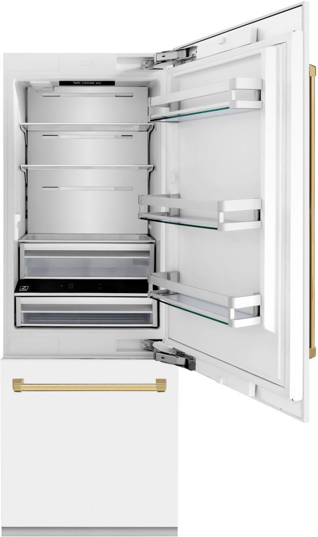 ZLINE Autograph Edition 30" 16.1 Cu. Ft. White Matte Built-In Bottom Freezer Refrigerator-3