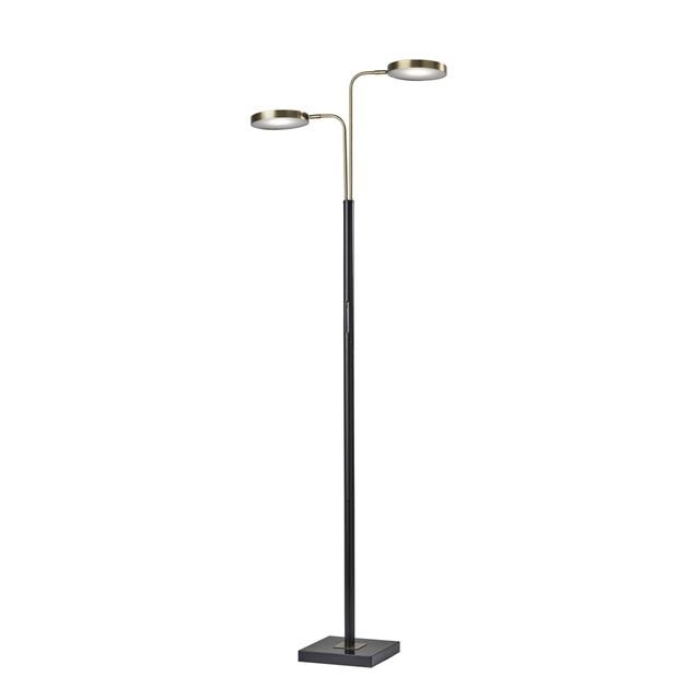 Adesso® Rowan Black/Antique Brass :ED Floor Lamp With Smart Switch-0