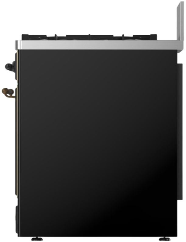 Ilve® Majestic III 30" Glossy Black Pro Style Dual Fuel Liquid Propane Range with Triple Glass Door and Burnished Trim-3