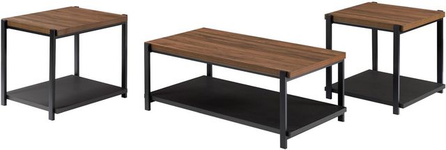 New Classic® Home Furnishings Linea 3-Piece Black/Brown Occasional Table Set-0