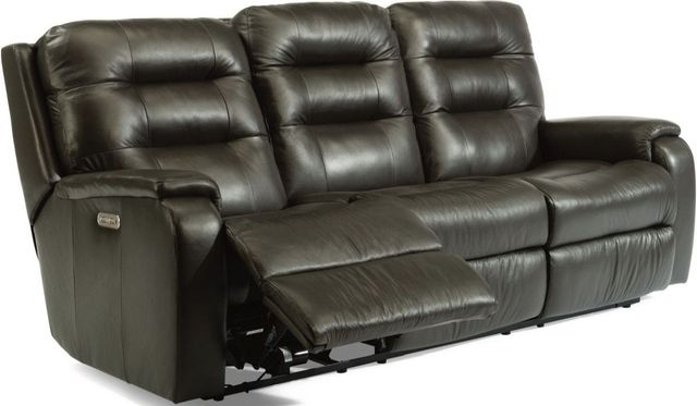 Flexsteel® Arlo Black Power Reclining Sofa with Power Headrests-2