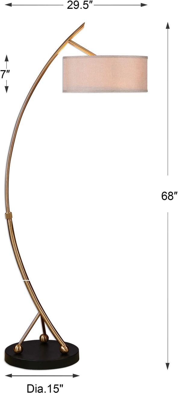 Uttermost® Vardar Brushed Brass Floor Lamp-2