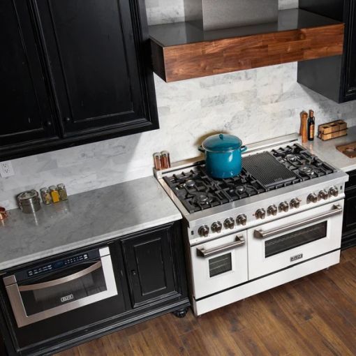ZLINE 48" Stainless Steel Pro Style Dual Fuel Range with White Matte Door-3