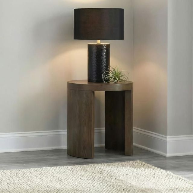 Coaster® Sweeney Chenille Dark Walnut Round Wood Occasional Side End Table-1