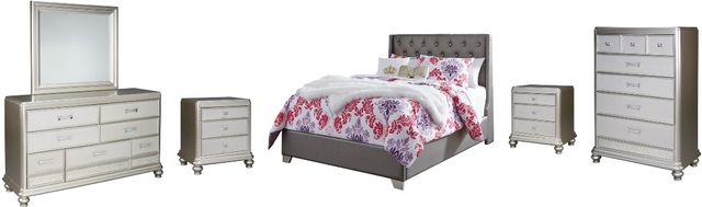 Signature Design by Ashley® Coralayne 6-Piece Gray Youth Full Upholstered Panel Bed Set-0