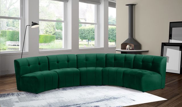 Meridian Furniture Limitless 5-Piece Green Velvet Modular Sectional-1