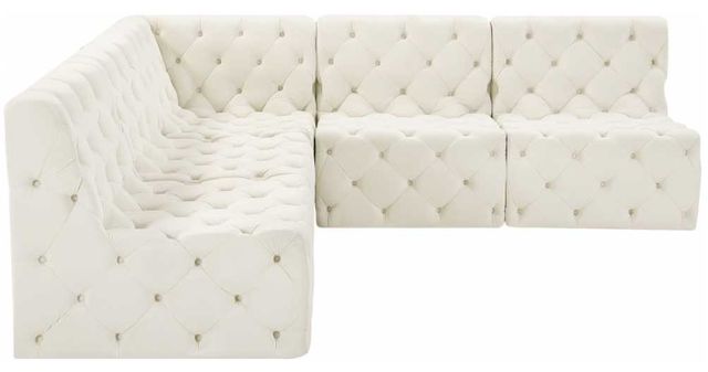 Meridian Furniture Tuft 5-Piece Cream 99" Curved Sectional-3