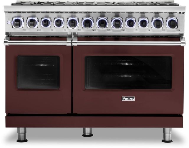 Viking® 7 Series 48" Kalamata Red Pro Style Dual Fuel Liquid Propane Range-0