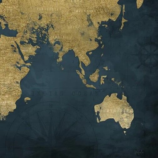Classy Art Navy Gold Map by Natalie Carpentieri Wall Art-1