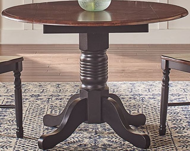 A-America® British Isles Antique Oak Dropleaf Dining Table with Black Base-0