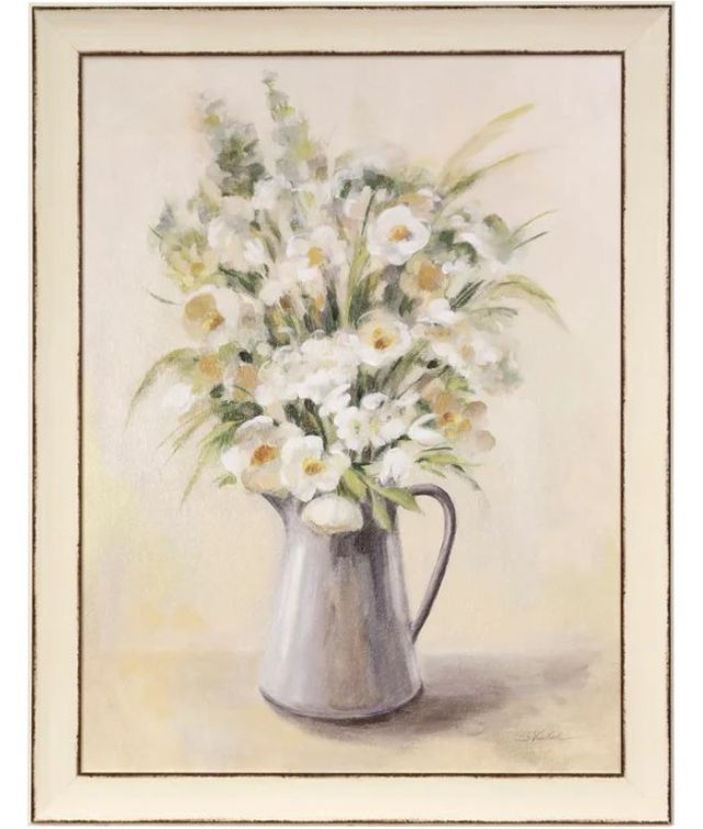 Stylecraft Farm Bouquet Beige/Dark Green/Gray/White Wall Art-0