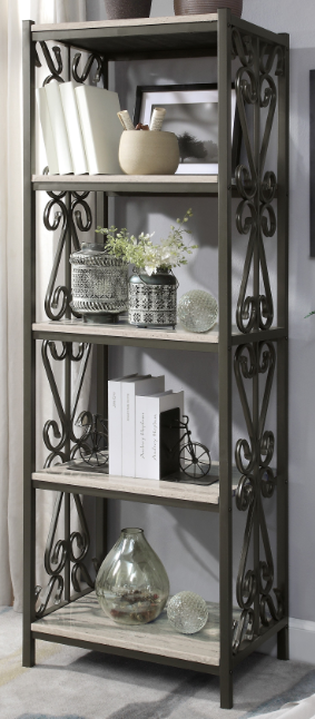 Mazin Furniture Fairhope Faux Marble Top Bookcase-1
