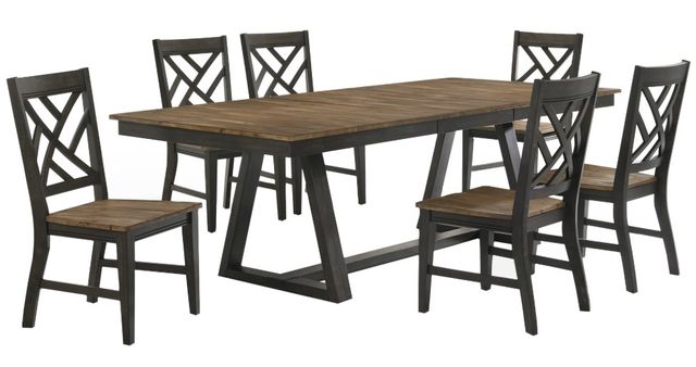 Intercon Harper Pecan Top Trestle Dining Table with Brushed Brown Base-3