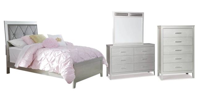 Signature Design by Ashley® Olivet 4-Piece Silver Twin Panel Bed Set-0