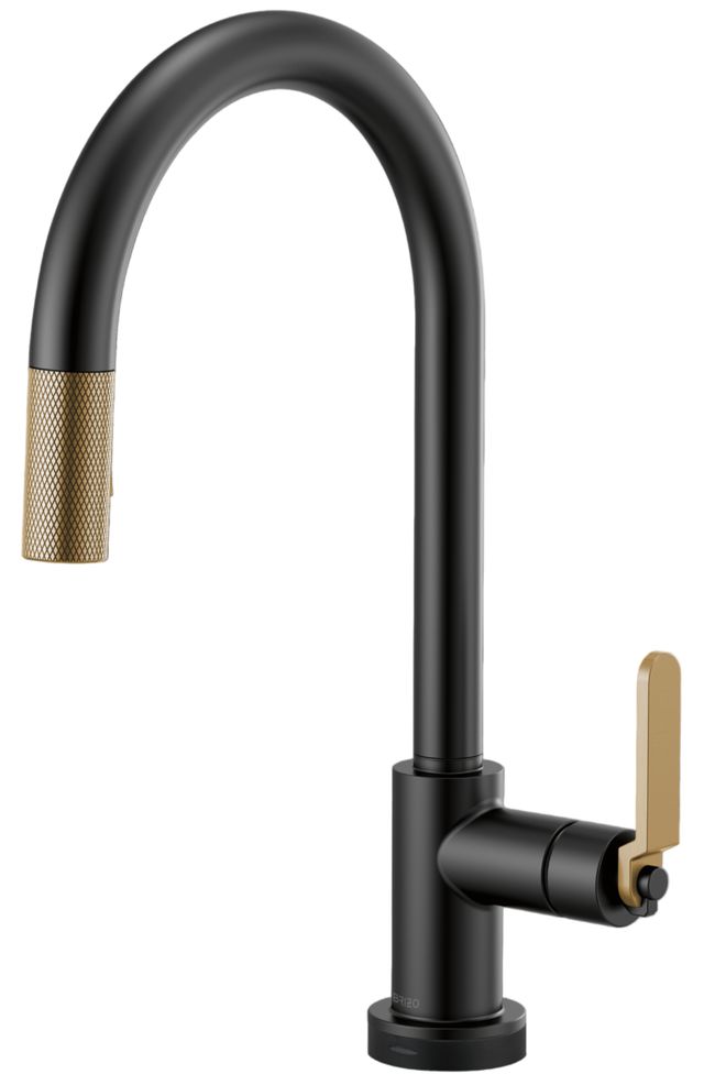Brizo Litze® Brilliance® Luxe Gold®/Matte Black SmartTouch® Pull-Down Kitchen Faucet with Arc Spout and Industrial Handle-0