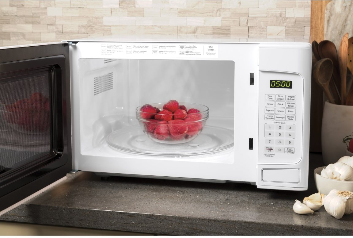 GE® 1.1 Cu. Ft. White Countertop Microwave