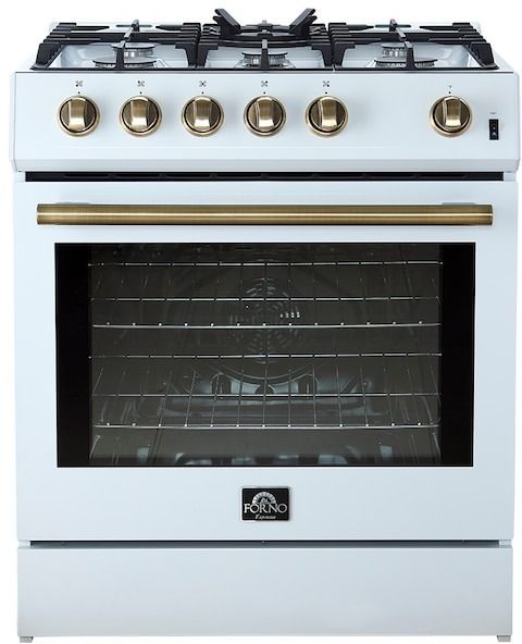 FORNO® Leonardo Espresso 30" White Pro Style Gas Range-1