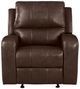 New Classic® Home Furnishings Linton Brown Leather Glider Recliner Chair-1