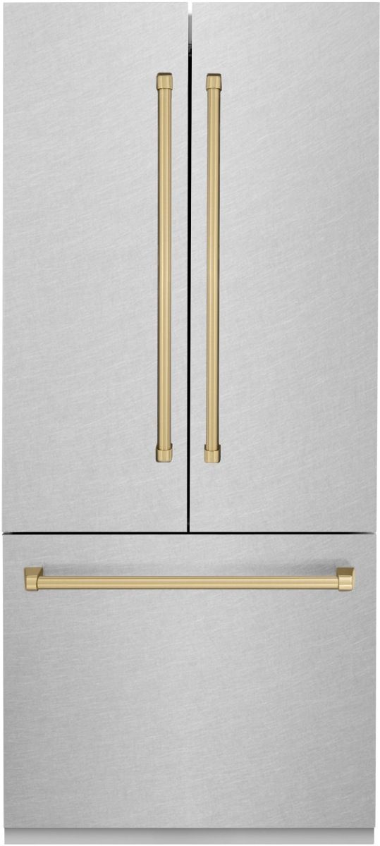 ZLINE Autograph Edition 36" 19.6 Cu. Ft. Satin Stainless Steel Built-In French Door Refrigerator-0