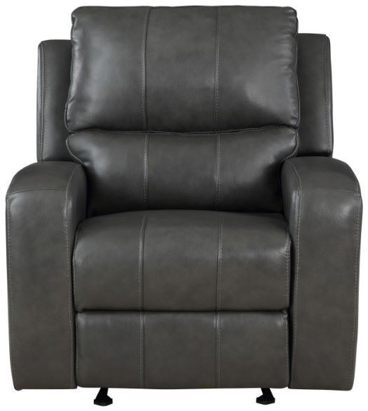New Classic® Home Furnishings Linton Dark Gray Leather Manual Glider Recliner-1