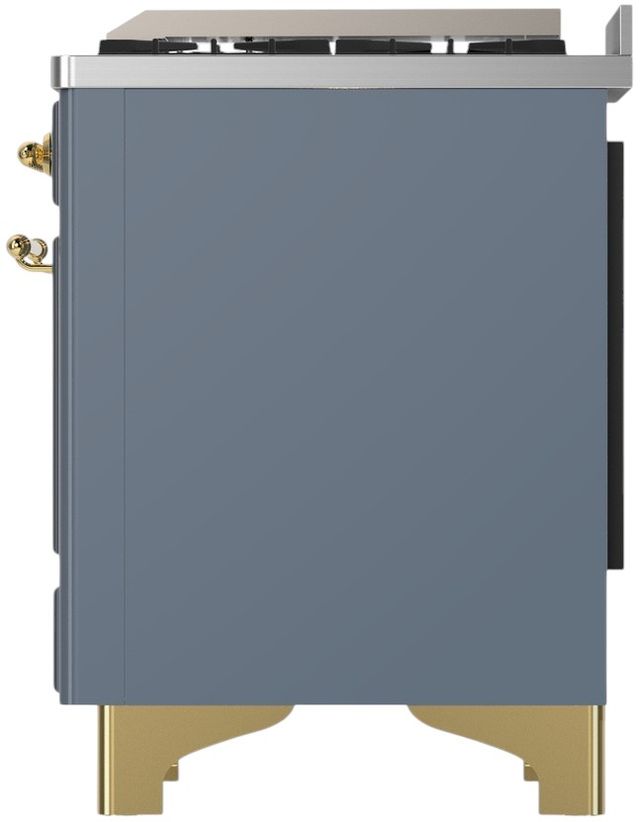 Ilve® Majestic III 60" Blue Gray Pro Style Dual Fuel Natural Gas Range with Griddle and Brass Trim-3