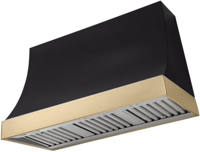 AGA Marquee 48" Matte Black Wall Mounted Range Hood  with Brushed Brass Trim-0