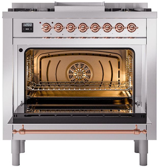 Ilve® Nostalgie II Series 36" Stainless Steel Pro Style Dual Fuel Range-1