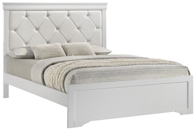 Crown Mark Amalia White Full Upholstered Panel Bed-0