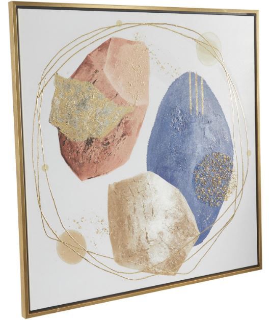 Deco Marche Blue/Gold/Orange Overlapping Circle Wall Art-1