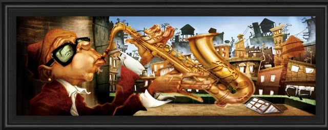 Classy Art Saxo City In Blue By Adam Perez Wall Art-1