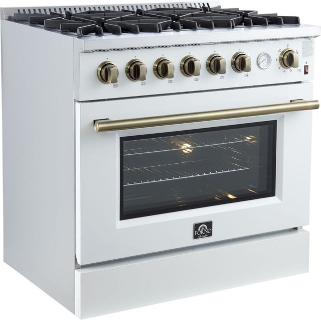 FORNO® Marco Series Alta Qualita 36" White Pro Style Gas Range-1