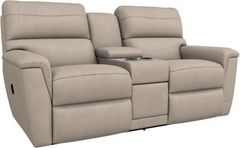 La-Z-Boy® Ava Ivory Leather Manual Reclining Loveseat with Console