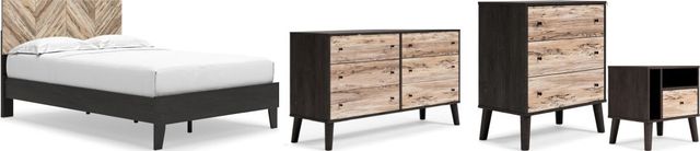 Signature Design by Ashley® Piperton 4-Piece Two-Tone Brown/Black Full Panel Platform Bed Set-0