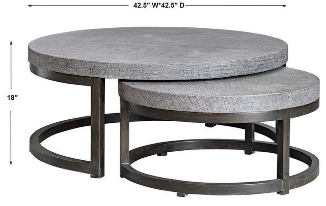 Uttermost® Aiyara 2-Piece Taupe Wash Nesting Coffee Table Set with Black Base-3