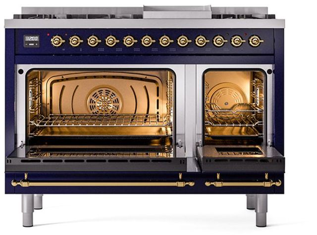 Ilve® Nostalgie II Series 48" Midnight Blue Pro Style Dual Fuel Range-2