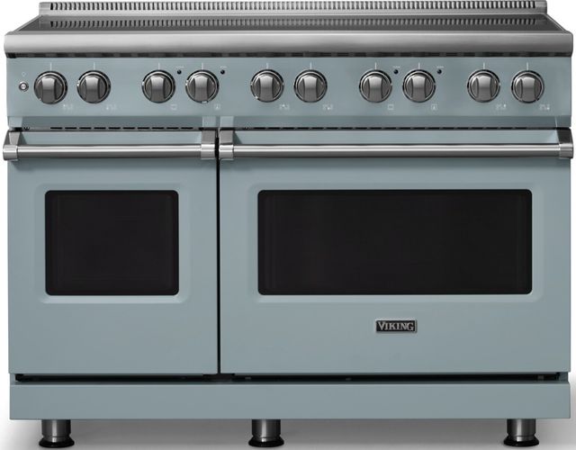 Viking® 5 Series 48" Novembery Sky Pro Style Induction Range with Polished Chrome Trim-0