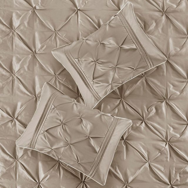 Olliix by Madison Park Laurel 7 Piece Taupe King Tufted Comforter Set-4