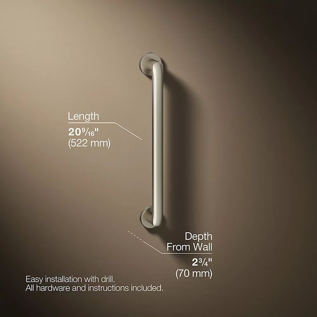 KOHLER® Kumin™ Vibrant Brushed Nickel 18" Grab Bar-2