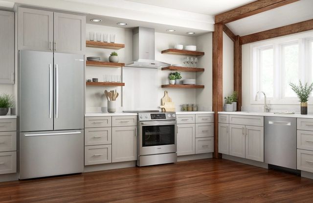 Close up of a stainless steel electric range