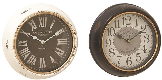 Deco Marche 2-Piece Assorted Wall Clock Set-0
