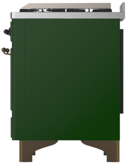 Ilve® Majestic III 36" Emerald Green Pro Style Dual Fuel Natural Gas Range with 6 Black Brass Burners and Burnished Trim-3