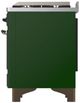 Ilve® Majestic III 36" Emerald Green Pro Style Dual Fuel Natural Gas Range with 6 Black Brass Burners and Burnished Trim-3