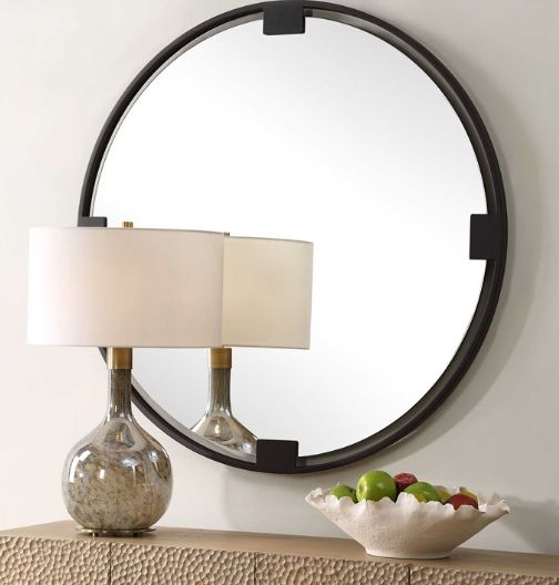 Uttermost® Cornelia Dark Bronze Round Mirror-1