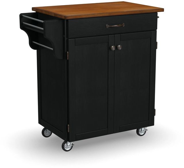 homestyles® Cuisine Cart Black/Medium Oak Kitchen Cart-0