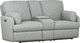 Emerald Home Albus Speckled Gray Power Reclining Loveseat with Console-0